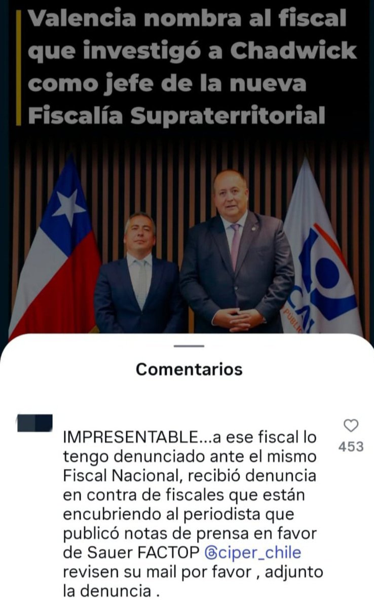 JBasesor's tweet photo. @N_PrensaCL Y el Fiscal que tomó declaración a Chadwick... Orellana, fue nombrado Fiscal Jefe Supra Territorial? 
No será mucho? https://t.co/VcrGSsZUtU