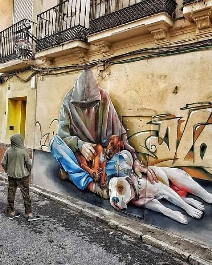 CuoreIschitano's tweet photo. Murales dedicato alle persone che vivono per strada con i loro animali.😍
Malaga. Spagna. https://t.co/U3VTun3Tyu