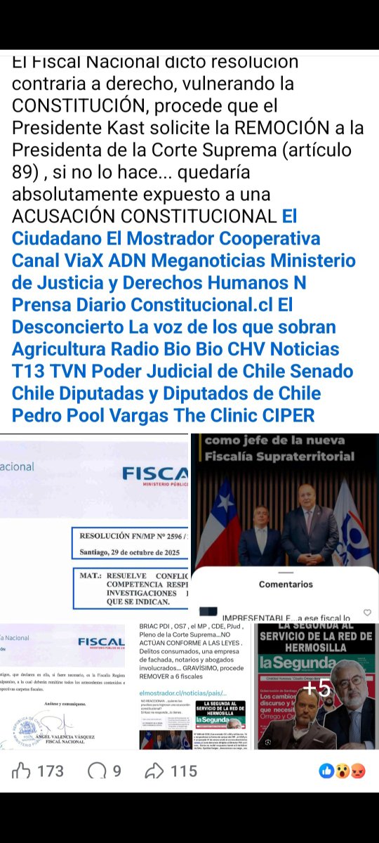JBasesor's tweet photo. @N_PrensaCL Y el Fiscal que tomó declaración a Chadwick... Orellana, fue nombrado Fiscal Jefe Supra Territorial? 
No será mucho? https://t.co/VcrGSsZUtU