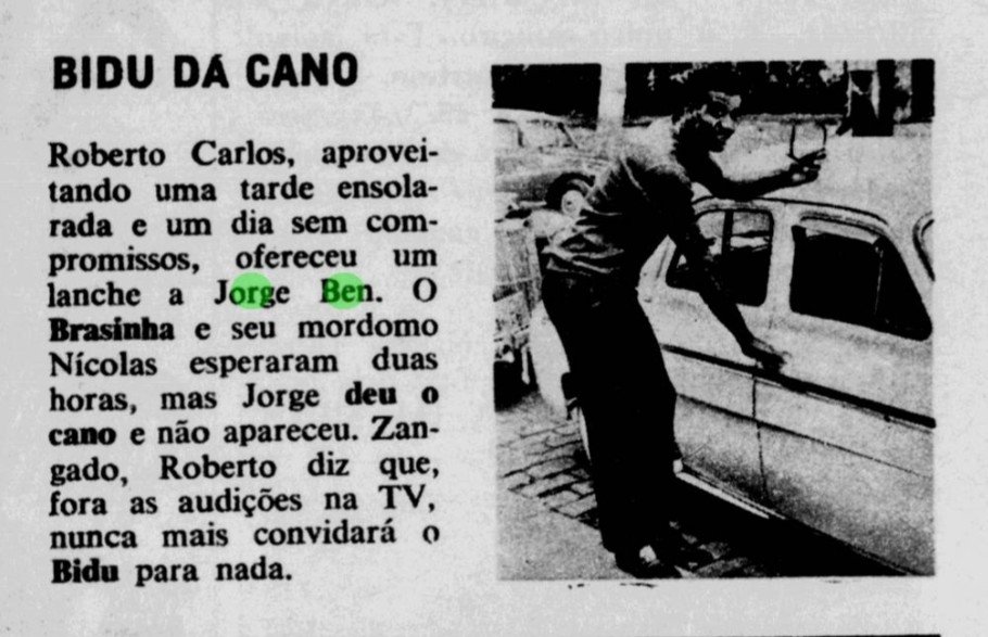 acervobenjor23's tweet photo. Roberto Carlos zangado pq Jorge Ben deu uma de Tim Maia e não compareceu ao compromisso https://t.co/E2naCLnSUY