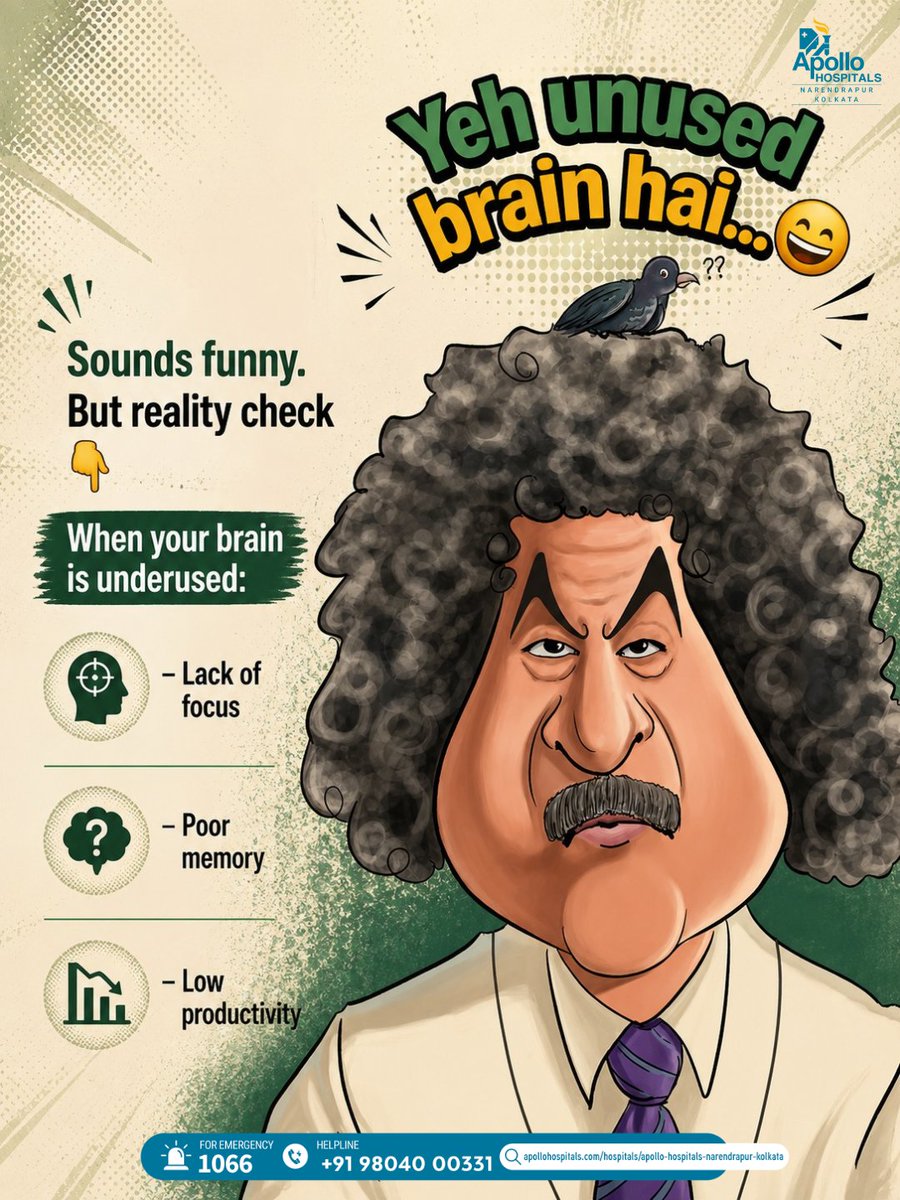 ANarendrapur's tweet photo. 🧠 You have a powerful brain… but are you using it right?

Stress, poor sleep and screen overload can take a toll.
A healthy brain helps you live a smarter, better life.

Don’t ignore the signs.
Check your brain health with Apollo Hospitals.

#WorldBrainDay #BrainHealth https://t.co/qV9nAzWoDT