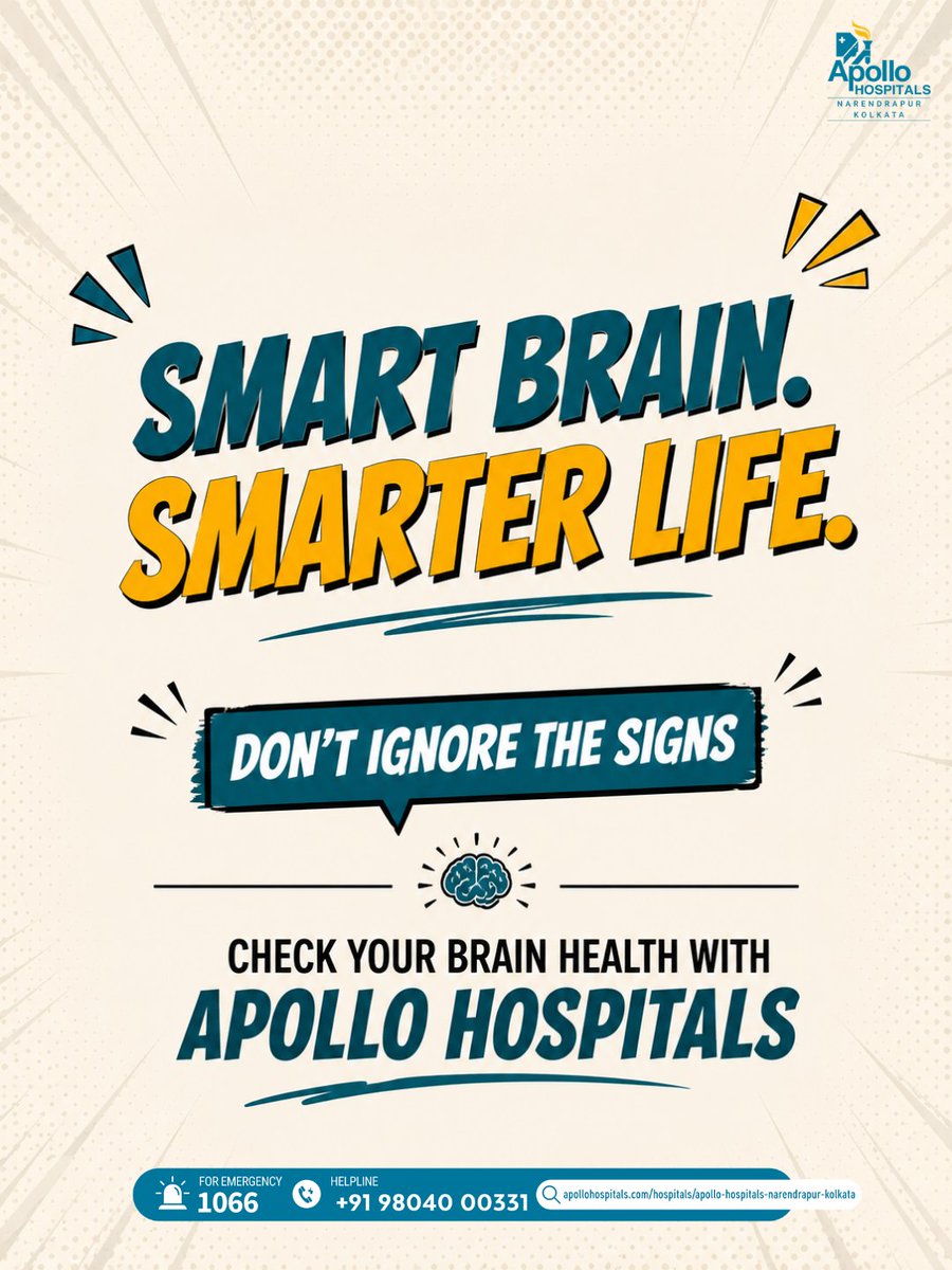 ANarendrapur's tweet photo. 🧠 You have a powerful brain… but are you using it right?

Stress, poor sleep and screen overload can take a toll.
A healthy brain helps you live a smarter, better life.

Don’t ignore the signs.
Check your brain health with Apollo Hospitals.

#WorldBrainDay #BrainHealth https://t.co/qV9nAzWoDT