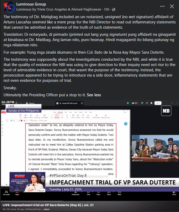 archiekins29's tweet photo. Ang nakapagtataka ngayong taon lang na-appoint bilang NBI Director si Matibag kaya paano siya nakapag-imbestiga na nangyari noong 2024. Samantalang hindi naman siya naging NBI agent noong 2024. Walang notarized walang original wet signature, abogado ba talaga siya. https://t.co/lhM5x0gtxf
