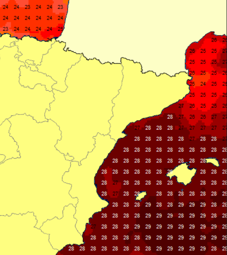 MeteoElpito's tweet photo. ALERTA per tempestes fortes i aiguats aquest cap de setmana a Catalunya.

Embossament fred potent (mapa 1) i possible interacció amb un mar especialment sobreescalfat.

Per posar un exemple, ara a les 7h del matí a Barcelona el mar està a 27,3ºC. Pòlvora per les tempestes. https://t.co/C9YqYYWjGr