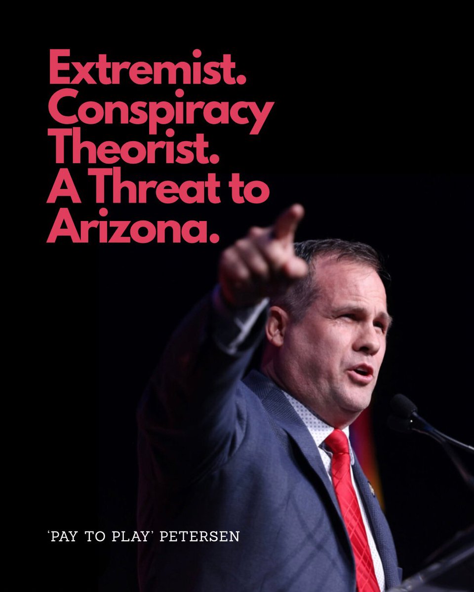 TeamMayesAZ's tweet photo. Warren Petersen has shown Arizonans exactly what kind of Attorney General he would be and it's not someone who puts Arizona families first. Your Attorney General should fight for Arizona—not special interests, not extremists, and not conspiracy theorists. https://t.co/tTwBJmIS1o