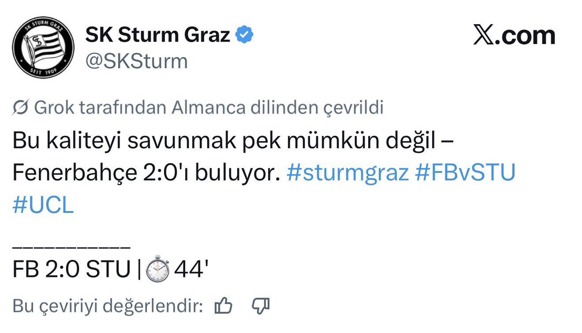 cubukluzone's tweet photo. Mason Greenwood’un golü sonrası Sturm Graz hesabının paylaşımı;

"Bu kaliteyi savunmak pek mümkün değil." https://t.co/kNcc9TFs1I
