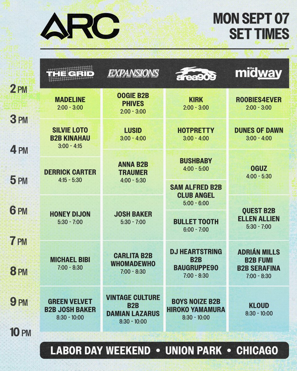 arcmusicfest's tweet photo. The lineup of the year. Now with set times!

Which conflict has you sweating? https://t.co/pMKarIuPKY