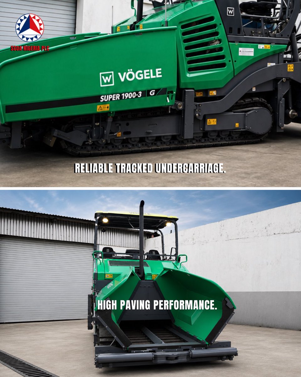 Scoanigeriaplc's tweet photo. The VÖGELE SUPER 1900-3 combines reliable traction, high paving performance, and German engineering to deliver exceptional results on every project.
Ready to build better roads? Contact SCOA Nigeria PLC today.
#ScoaNigeria #VOGELE #roadconstruction #AsphaltPaver https://t.co/0XvpAscpgW