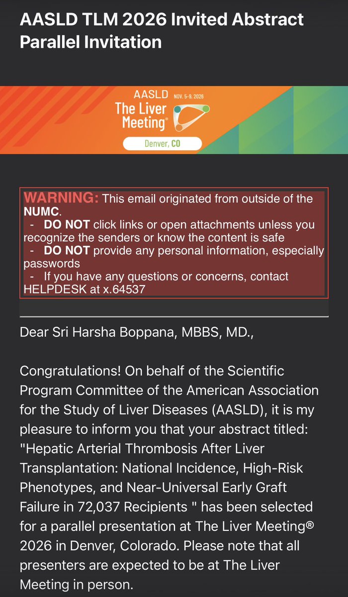 BoppanaMD's tweet photo. Thrilled to share 8 abstracts accepted to AASLD’s The Liver Meeting 2026 — 2 oral + 6 poster presentations.

3 of these have also just been submitted as full manuscripts 📝

Grateful to my mentors & collaborators - excited for Denver this November as I head into fellowship interviews 🩺

📍Nov 5–9 | Denver, CO

#AASLD2026 #Hepatology #LiverTwitter
#MedTwitter #GiTwitter #MedEd #MachineLearning #DigitalHealth #ClinicalAI