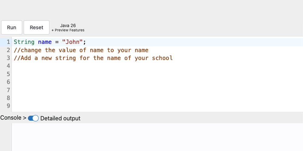 java's tweet photo. A very useful reference type is String, which is a collection of characters. It is implemented using the String class.

Check out this tutorial on declaring and initializing String variables. https://t.co/e2Xrdc2Ixa https://t.co/JhDVrgaJ7x