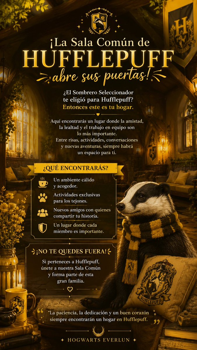 hogwarts_aureum's tweet photo. Hufflepuff buscan miembro!! 💛🦡 https://t.co/bvR0ZZxwFl