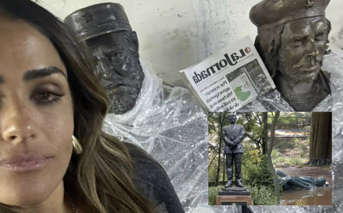 PonchoGutz's tweet photo. Uno llorándole a estatuas y otra secuestrando estatuas. Este gobierno tiene una deuda con la Salud Mental. https://t.co/kFEui1O4fW