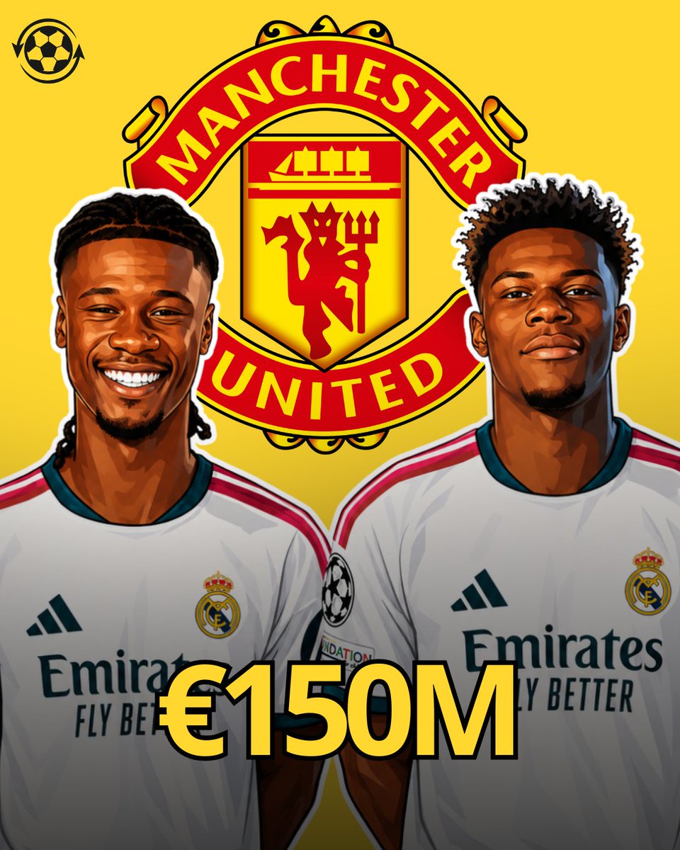 DeadlineDayLive's tweet photo. 🚨 Manchester United are considering a move for Real Madrid midfield duo Aurelien Tchouameni and Eduardo Camavinga.

Real Madrid could raise around €150M from the pair's sales, giving them the funds to push for Rodri.

Both French midfielders currently want to stay, but United's interest could reshape Madrid's plans.

(Source: @elnacionalcat)
