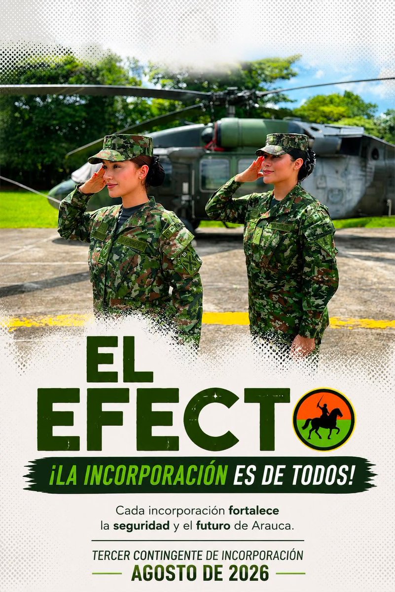Ejercito_Div8's tweet photo. #IncorpóreseAlEjército
Cada incorporación fortalece la seguridad, el desarrollo y el futuro de Arauca.
La Décima Octava Brigada lo espera durante el mes de agosto para integrar el tercer
contingente de incorporación de 2026.
Su decisión puede marcar la diferencia. https://t.co/VePM8tDAPC