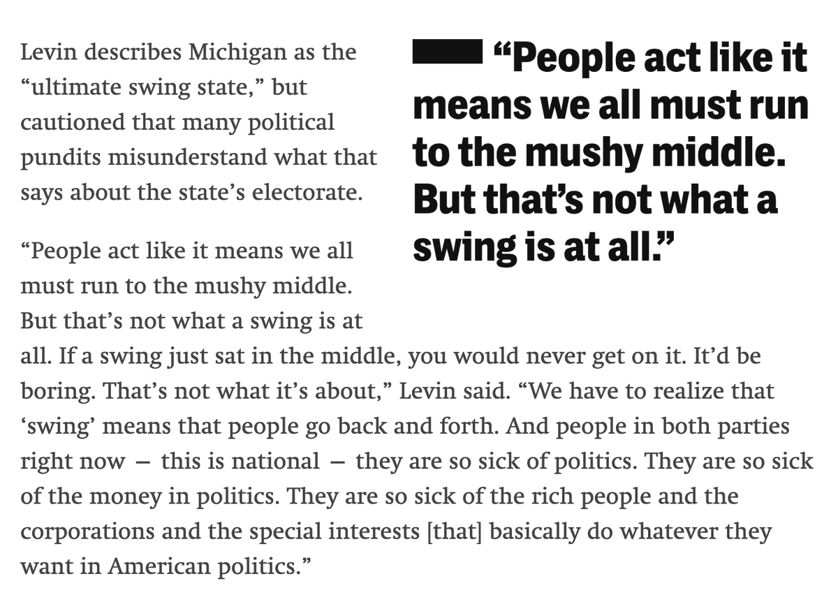 jonahmv's tweet photo. I spoke with former Rep. Andy Levin about the #MiSen race. Levin lost his seat to Haley Stevens in 2022 after AIPAC spent $4 million against him over his stance in favor of Palestinian statehood. He had this to say about Michigan being a "swing state": 
https://t.co/zXGtHtkLN3
@theintercept