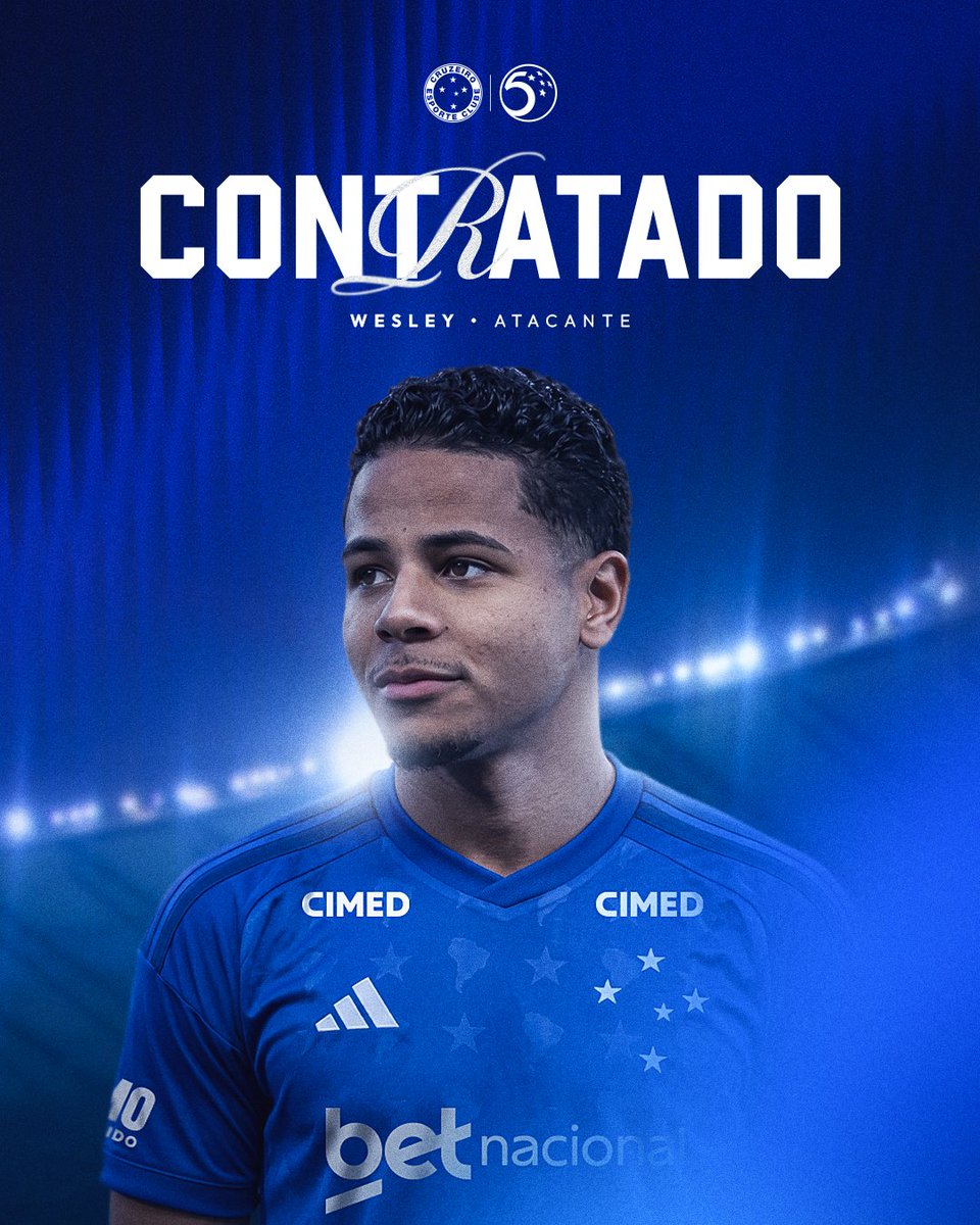 Cruzeiro's tweet photo. SEJA BEM-VINDO, 𝑾𝑬𝑺𝑳𝑬𝒀! 🦊✍️

O Cabuloso acertou a contratação do atacante por empréstimo junto ao Al-Nassr, da Arábia Saudita, até junho de 2027! 🤝

Deixe sua mensagem de boas-vindas, Nação! 💙 https://t.co/MY0F7jU4HJ