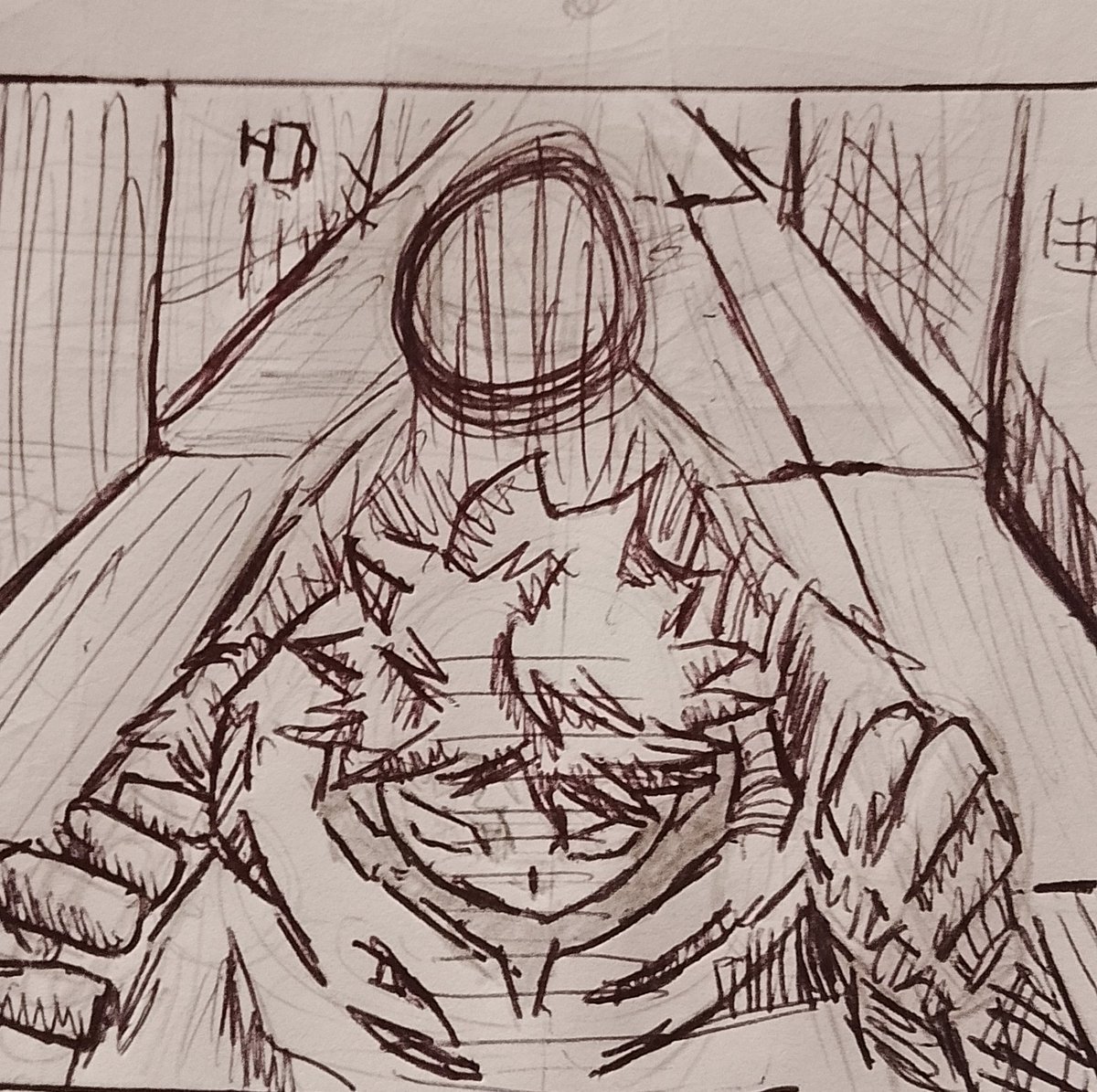 Amine_pnw's tweet photo. Trying to give my sketches a darker atmosphere. The rough, messy linework is intentional.

#roughtsketch #mangasketch #sketch  #artprogress #sketchbook #perspective https://t.co/AVp0It1w6W