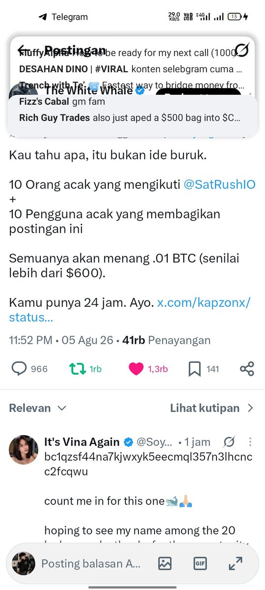 WhishesBoy's tweet photo. @WhiteWhaleLabs @SatRushIO All task done ✅ 

I hope I win this valuable prize, good luck everyone https://t.co/sJdNvqpNby