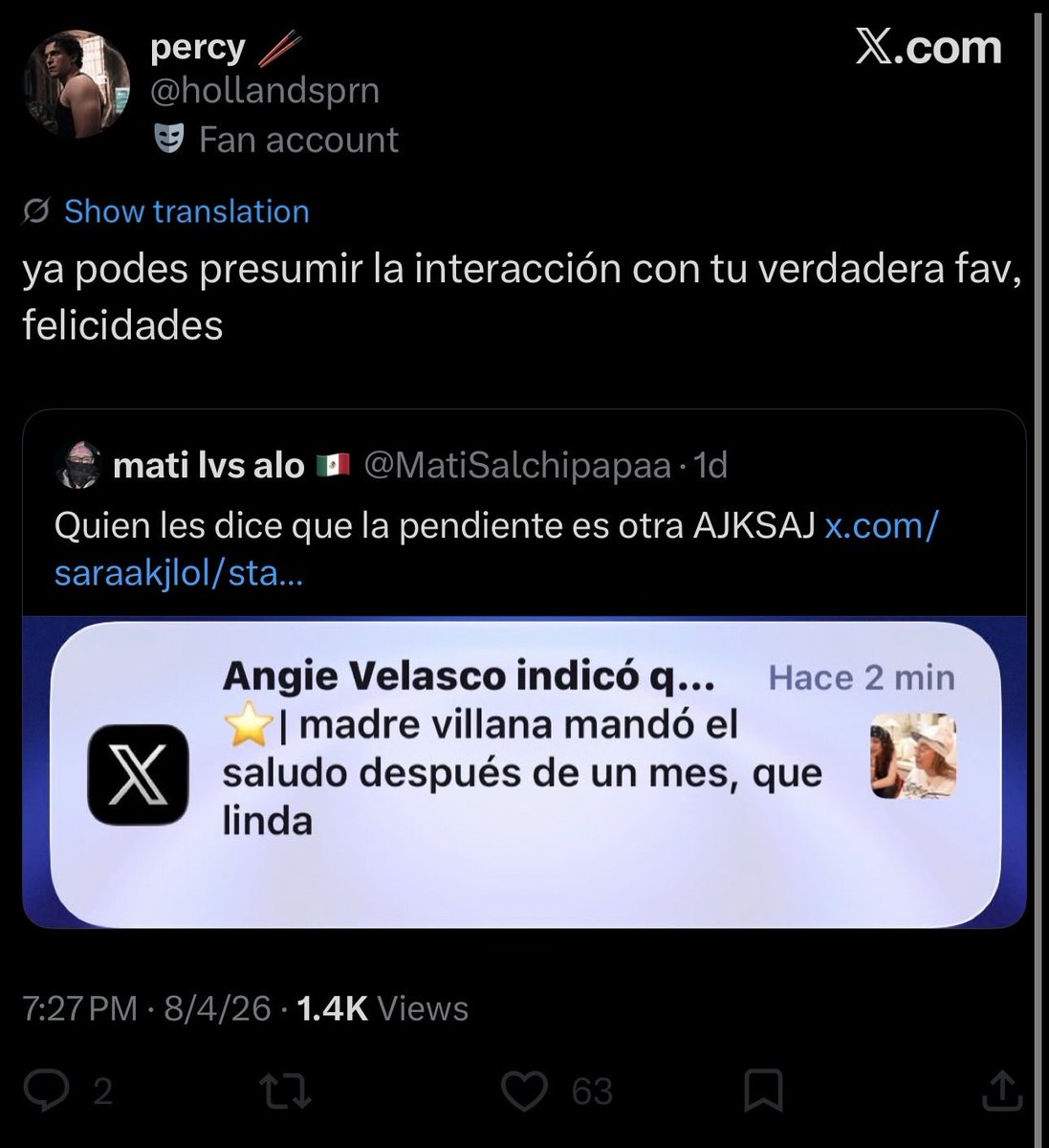MatiSalchipapaa's tweet photo. Me tiene bloqueado y aún así gasta su tiempo en ir a mi perfil y buscar el tweet, el en serio mi mayor fan 🙌 https://t.co/eM8nH0CvCk