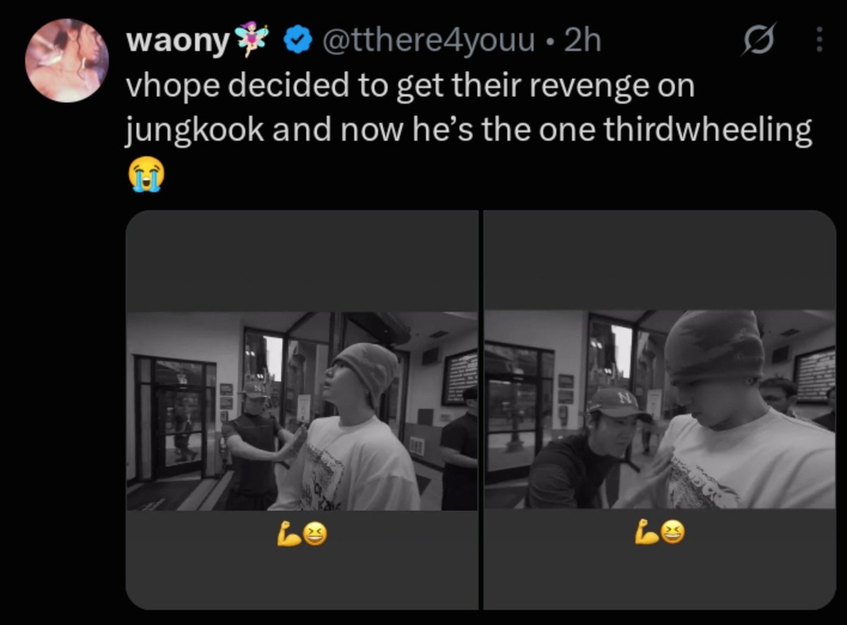 sugurukoo's tweet photo. it's actually sending me how jungkook would rather thirdwheel than spend time or gaf abt his so called bf. CTFU 😭 https://t.co/FQzb1mC7uz