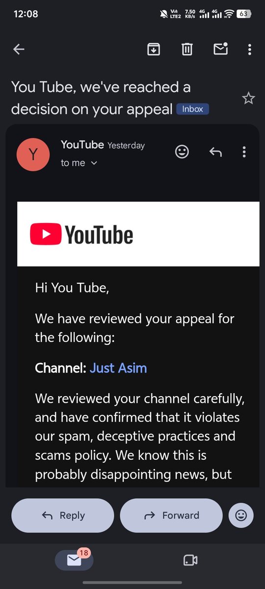 Asimem0n's tweet photo. Hi @TeamYouTube . My appeal was rejected, but I strongly believe my channel was terminated by mistake. I respectfully request one final manual review by a specialist. My channel never intentionally violated the Spam, Deceptive Practices &amp; Scams policy. Please help me. https://t.co/lJJq5DVx9u