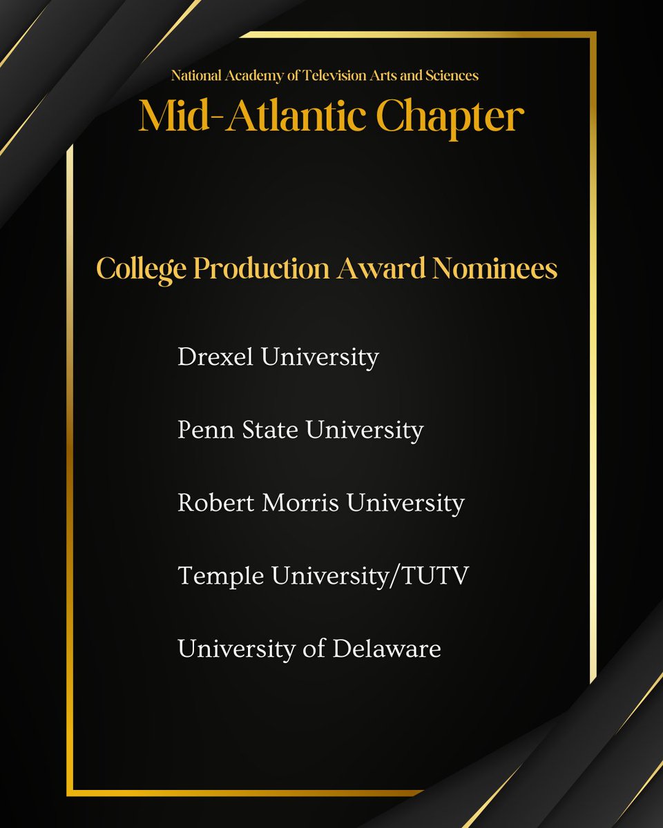 EmmyMidAtlantic's tweet photo. The future of our industry is bright, as evidenced by the talented students nominated for this year's College Production Awards!

See the full list: https://t.co/9xIhbqWN4F https://t.co/uBTjzNDmM5
