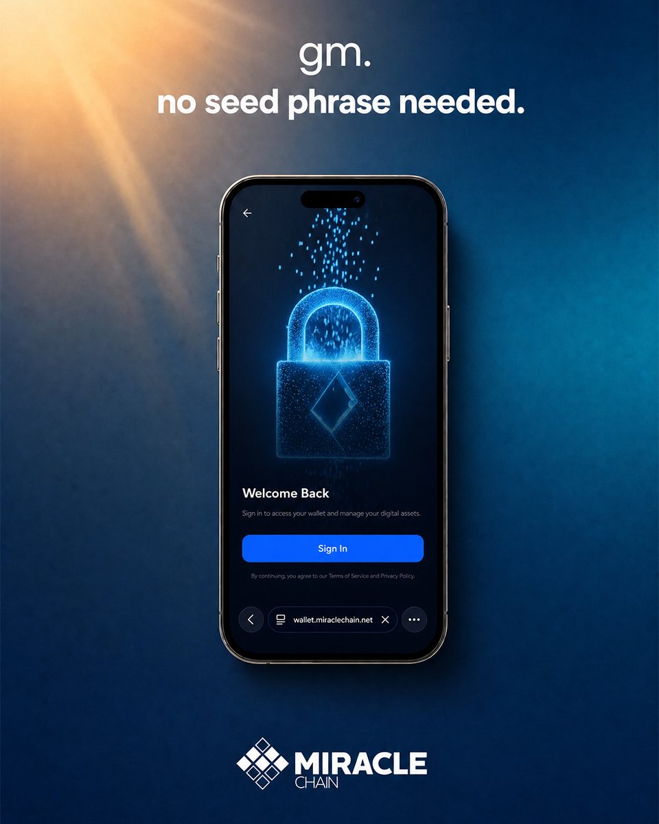 Miracle_Chain's tweet photo. gm 🩵
No seed phrases. No stress.
Just your email — and you're on-chain. That's the Miracle Wallet way. #miraclechain #MiracleWallet #gm https://t.co/1C1WgMZQhY