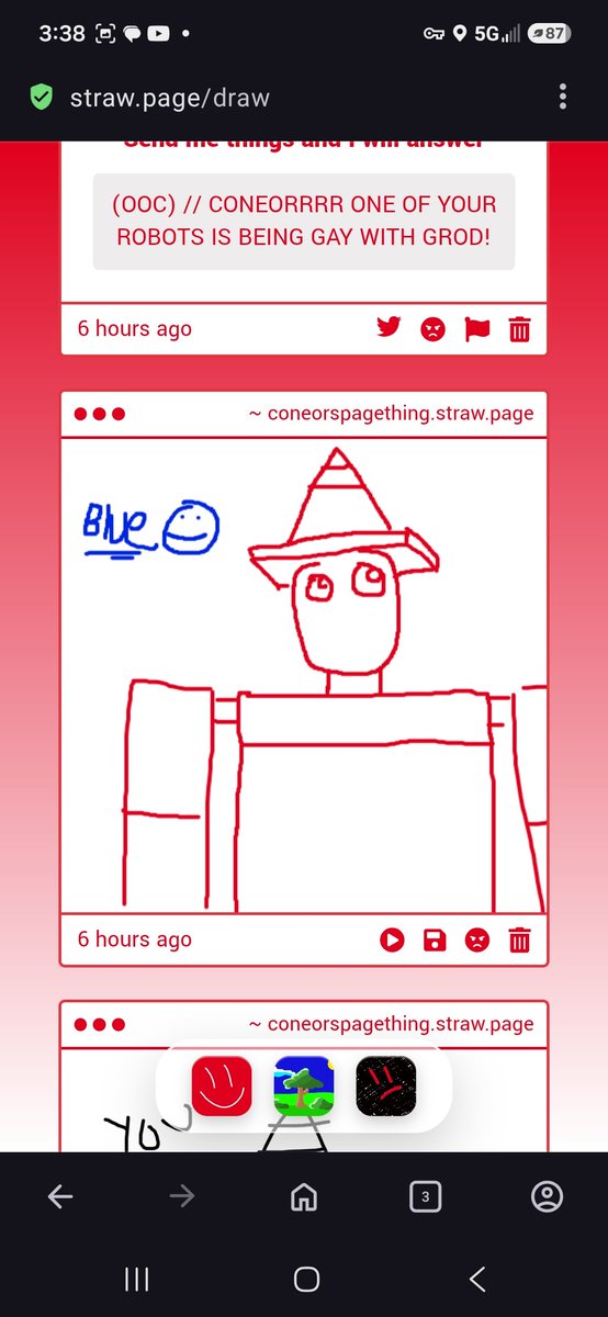 TheConeEngineer's tweet photo. 1: awww so cute
2: thank you but why is blue there
// 3: THAT AINT MY FUCKIN BOT BRO // https://t.co/9MoiL1VjLy