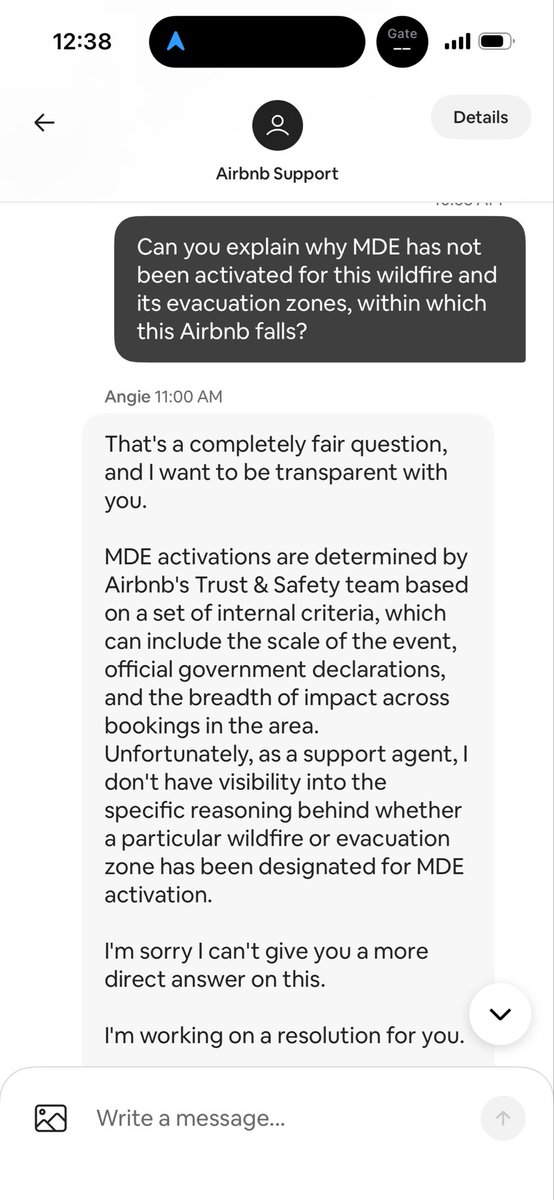maggiesquires's tweet photo. @airbnb trust &amp; safety, can you explain to me why a reservation located in a wildfire evacuation zone isn’t considered a major disruptive event? https://t.co/0cNZvRSyND