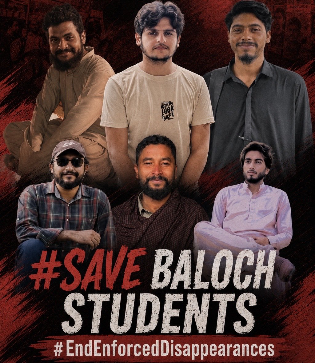 SabihaBaloch_'s tweet photo. The enforced disappearance of Baloch students has become a persistent pattern that reflects a policy of collective punishment rather than isolated incidents. Young people who leave their homes to pursue education are being turned into targets. From university campuses to hostels and private residences, Baloch students continue to face the constant threat of arbitrary detention and enforced disappearance.

The repeated targeting of Baloch students, coupled with the absence of accountability, has created a climate of impunity.This practice inflicts collective punishment on an entire community. It deprives families of answers, disrupts education, and creates lasting psychological trauma for students who are forced to live under the shadow of enforced disappearance.

Human rights organizations, United Nations human rights mechanism committed to upholding international law must take urgent and coordinated action to demand accountability, and secure the immediate and unconditional release of all forcibly disappeared students. The protection of students, the right to education, and freedom from enforced disappearance are fundamental human rights that must be upheld without exception.

Silence only strengthens impunity and places countless more Baloch Students at risk. 

@AndreaBV_SR_HRD @a_siab @MunizaeJahangir @HRCP87 @amnestysasia @hrw @profbensaul @KenRoth 

#SaveBalochStudents #EndEnforcedDisappearances