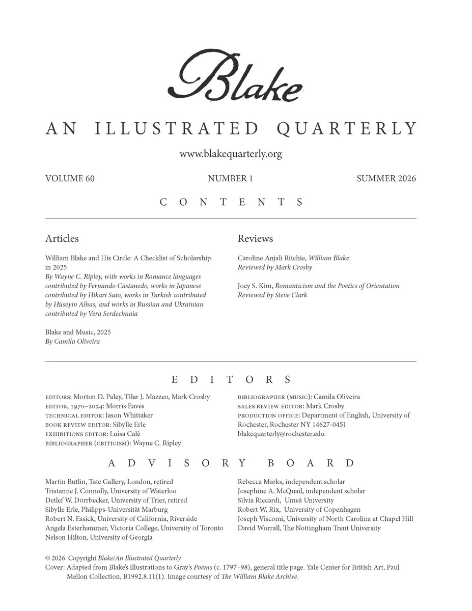 BlakeQuarterly's tweet photo. Even better, as of 1 July 2026 our contents are now free to read (no paywall).
You can find the summer 2026 issue at
https://t.co/nEjlBe6MOO https://t.co/o1GjUqMMCW