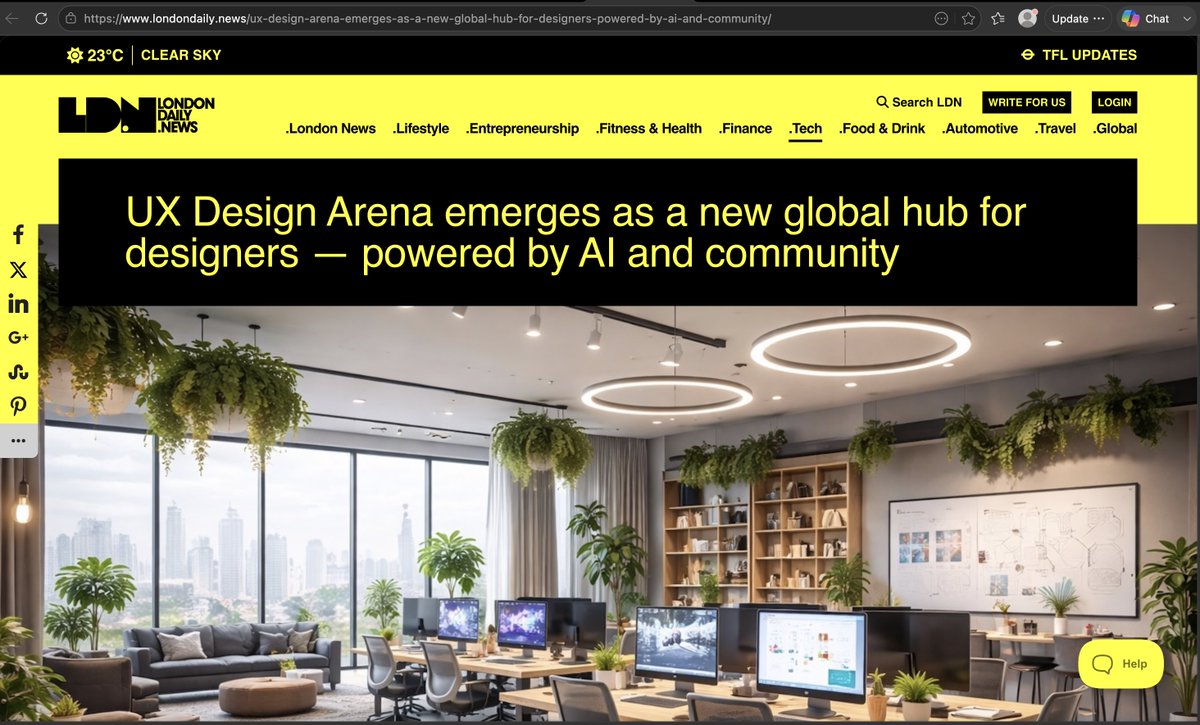 uxdarena's tweet photo. UX Design Arena (@uxdarena) has been featured in London Daily News.

To every designer around the world creating meaningful experiences and shaping the future—this recognition belongs to all of us. We are the foundation of the products people use and the lifestyles they live every day.

Here's to the power of great design. 🎉

https://t.co/u0Ft2qmptI