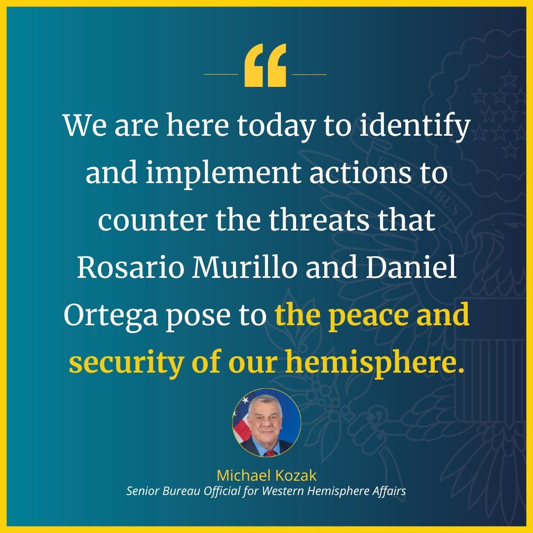 WHAAsstSecty's tweet photo. Today Senior Bureau Official Kozak addressed the Special Meeting of the @OAS_official Permanent Council on Nicaragua. His message was clear: We must act now to defend our region’s security and peace. https://t.co/r8FsL0DUks