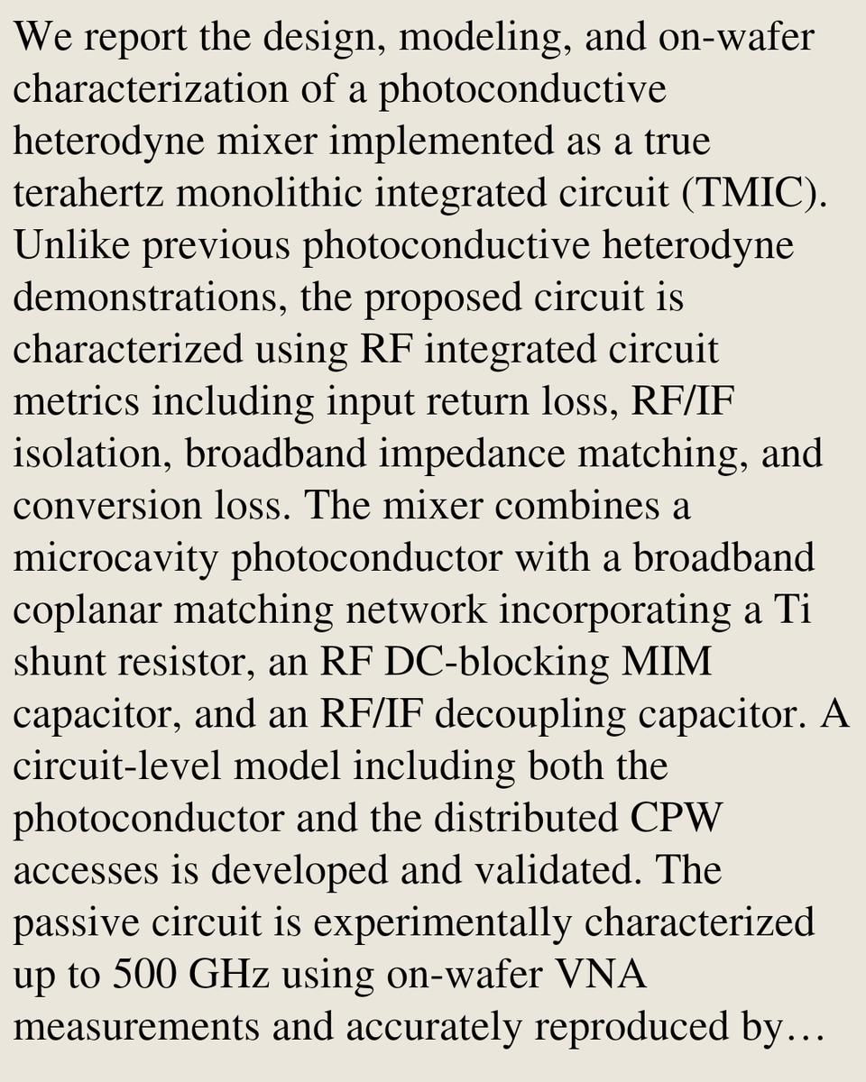 CWHN's tweet photo. Circuit-Level Design, Modeling, and On-Wafer Characterization of a Coplanar THz Optoelectronic Mixer

S. Islam, V. Merupo, C. Chamek, M. Sassi, C. Coinon, …
https://t.co/P4MOedut6D [𝚙𝚑𝚢𝚜𝚒𝚌𝚜.𝚊𝚙𝚙-𝚙𝚑]
💬Submitted to IEEE Transactions on Terahertz Science and Technology https://t.co/9ytbnZPLON