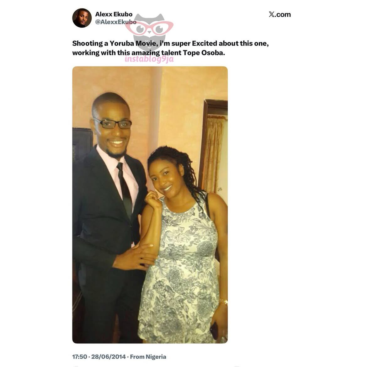 instablog9ja's tweet photo. Nigerians react to a resurfaced tweet of actors Alex Ekubo and Tope Osoba after they both lost their cancer battles in the same year at the same age https://t.co/7ucBVDLBn1