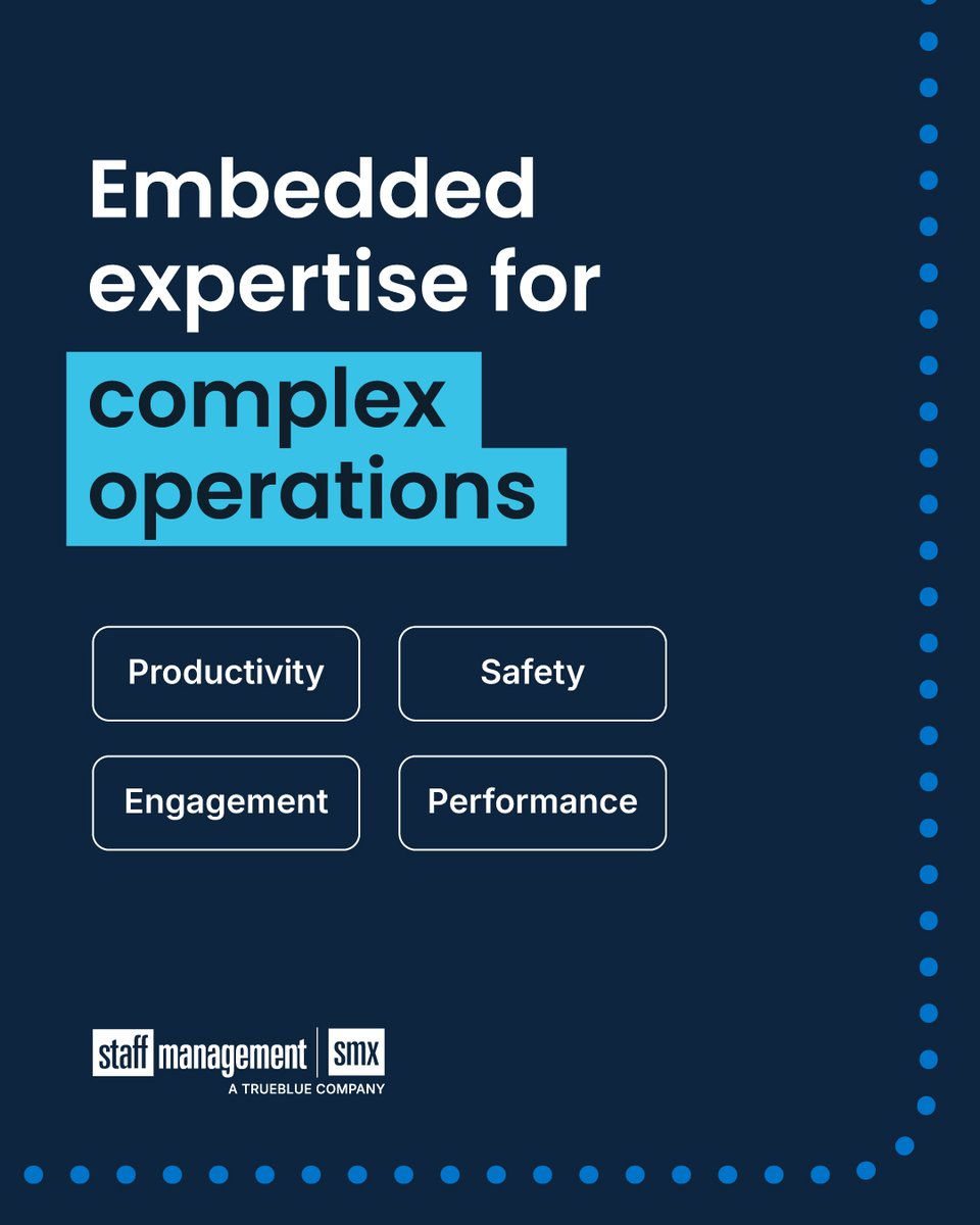 TBStaffing's tweet photo. For over 35 years, @staffmanagement has helped clients oversee productivity, safety, engagement, and performance at their facilities.  

Since joining the TrueBlue family in 2014, it’s been a crucial part of our broader story. #ThePeopleCompany https://t.co/eZVlgFGBTj