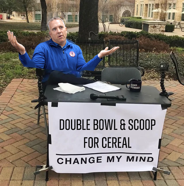 BuffaloBisons's tweet photo. Think you can change his mind? 

find @ASpragueGM at a table in the concourse THIS FRIDAY 🥛🥣 https://t.co/npZ23f78al