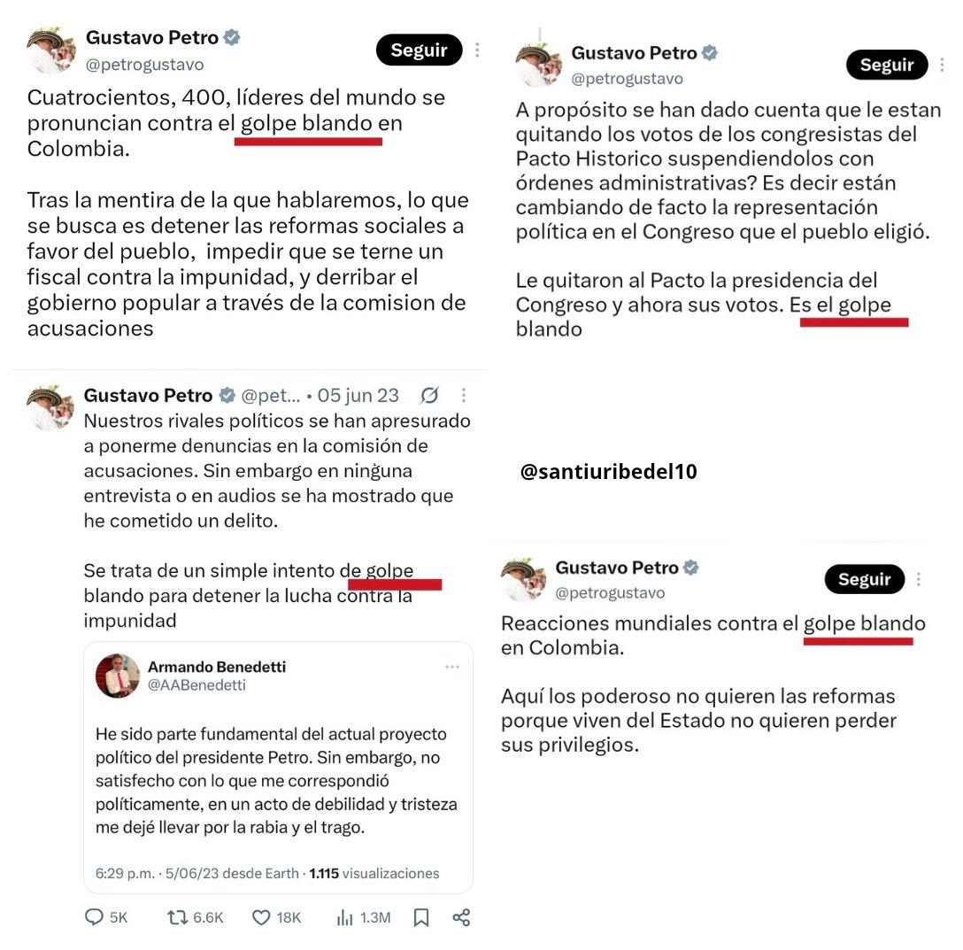 santiuribedel10's tweet photo. El que lloraba a diario por un golpe de estado que jamás le hicieron, invita ahora a sus milicias para que le hagan un golpe de estado al Presidente Abelardo De La Espriella.

¡@petrogustavo golpista miserable! https://t.co/xfIZwDTHqV