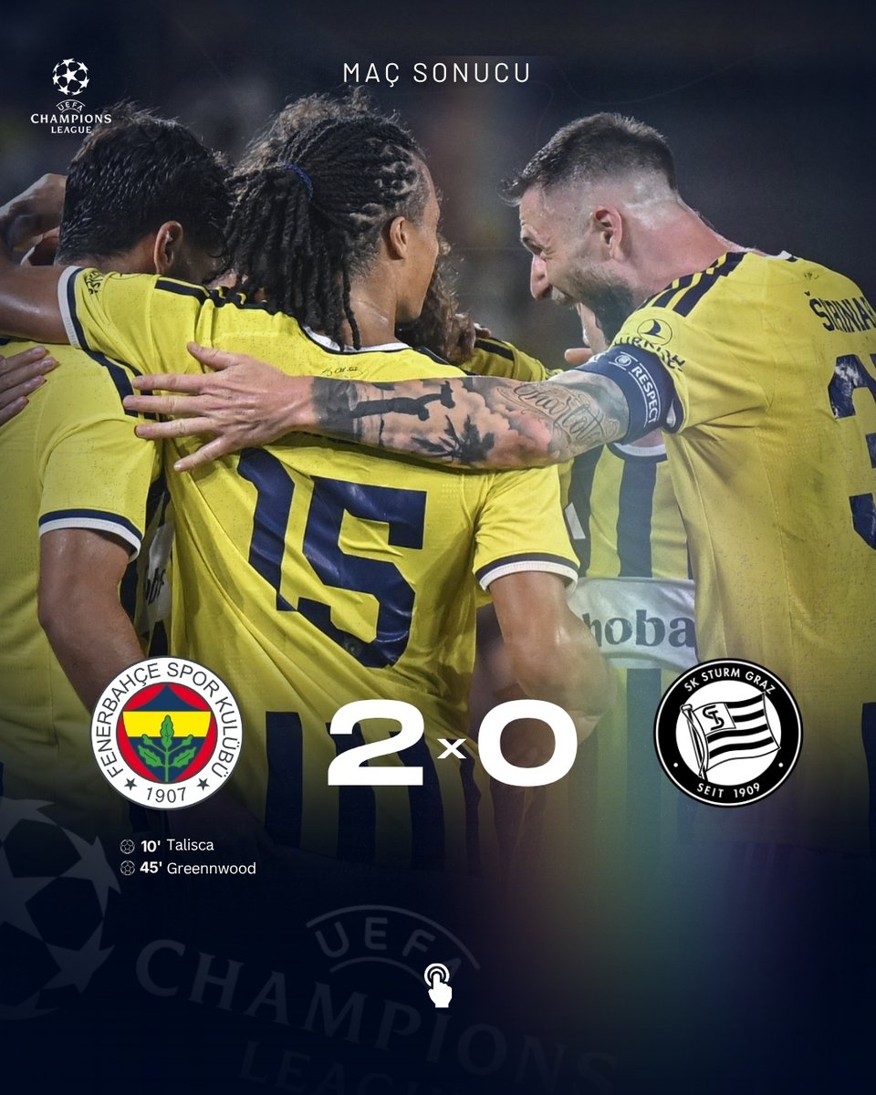 bosunatiklama's tweet photo. Fenerbahçe, Sturm Graz'ı Kadıköy'de 2-0 mağlup etti. https://t.co/Bf4YJltO15