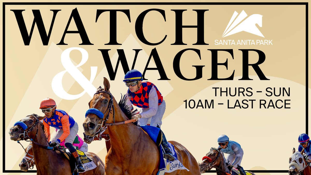 santaanitapark's tweet photo. 🏇Watch &amp; Wager all summer long at Santa Anita Park.
Catch races from across the country Thursday–Sunday, 10 AM through the last race. Enjoy drink specials, FREE parking, and FREE admission while you play. https://t.co/OwSd7eN636