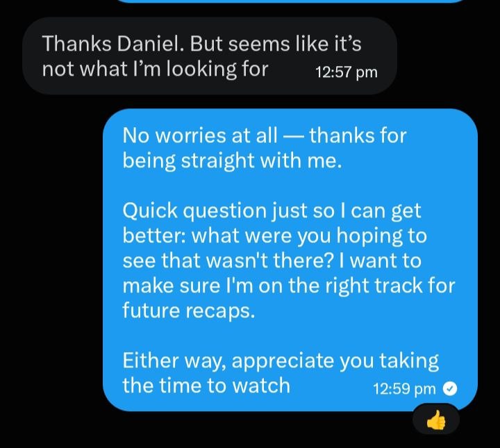 DanielJame98548's tweet photo. 4 days ago, I sent my first sample edit to a trader.

He watched it. Didn't say anything.

I sent another to someone else. She said "not what I'm looking for."

Third one? Watched. Silence.

Fourth one? Gave me detailed feedback. I spent 2 hours re-editing. They watched it. Silence.

This is the part nobody posts about.

The "Day X" updates make it look like everything is progress.

But the reality is: you send work, you wait, you overthink, you check if they watched it, you wait some more, and most of the time... nothing.

And every silence feels like rejection.

Every "not what I'm looking for" feels like you're not good enough.

You start asking yourself: "Is it me? Is my editing bad? Am I wasting my time?"

But here's what I'm learning:

Silence isn't always rejection.
Sometimes it's just busy people who haven't circled back.
Sometimes it's "I don't know what to say yet."
Sometimes it's "I need more time to decide."
And even when it IS rejection...

That's just one person's opinion.

One person's style preference. One person's "not right now." It doesn't mean I'm not good enough.

It means I haven't found the right fit yet. So I'm still sending DMs. Still posting my edits. Still following up.
Still learning.

Because the only way to guarantee failure is to stop.