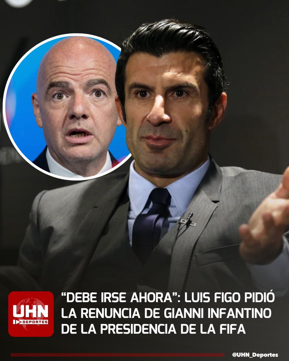UHN_Deportes's tweet photo. 🇵🇹🇨🇭‼️ | ¡BOMBAZO EN EL FÚTBOL MUNDIAL! — La leyenda portuguesa Luis Figo arremetió con dureza contra Gianni Infantino y exigió su dimisión al cargo: "Ha degradado el cargo que prometió elevar. Ha mentido, engañado y tratado de beneficiarse a expensas del deporte al que se supone que debe servir. Es demasiado tarde para salvar su dignidad, pero no para salvar al fútbol. Debe irse. Ahora".