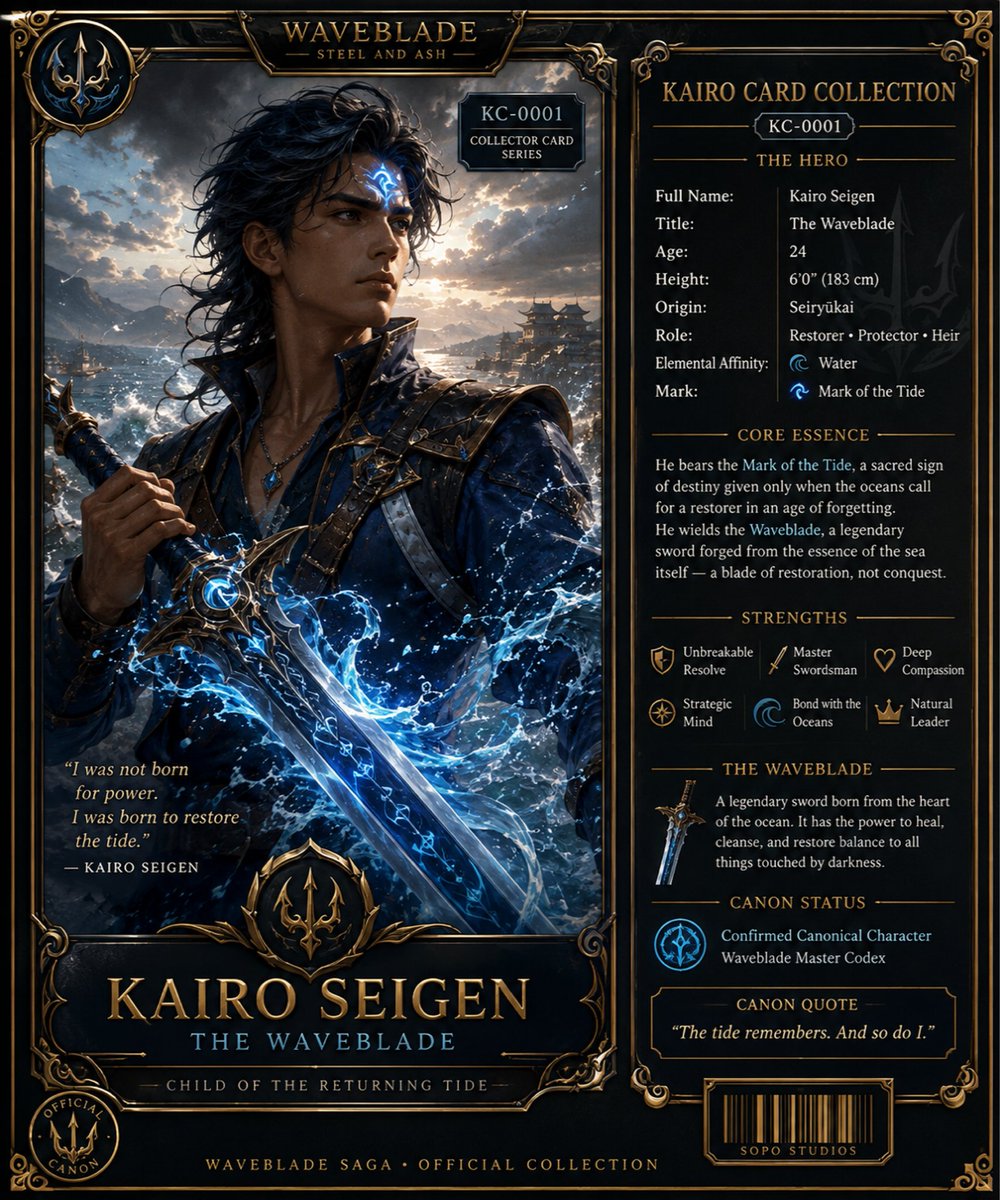 sopotoken5's tweet photo. 🌊 KAIRO CARD COLLECTION
https://t.co/hosOfovMEw

KC-0001 • Kairo Seigen — The Waveblade

The first official card in the Kairo Card Collection is here! Discover the hero destined to restore the tide in the growing Waveblade Master Codex.

🌊 New cards. New legends. One growing collection.

#Waveblade #KairoSeigen #WavebladeSaga #SOPOStudios #Fantasy #Collectibles
