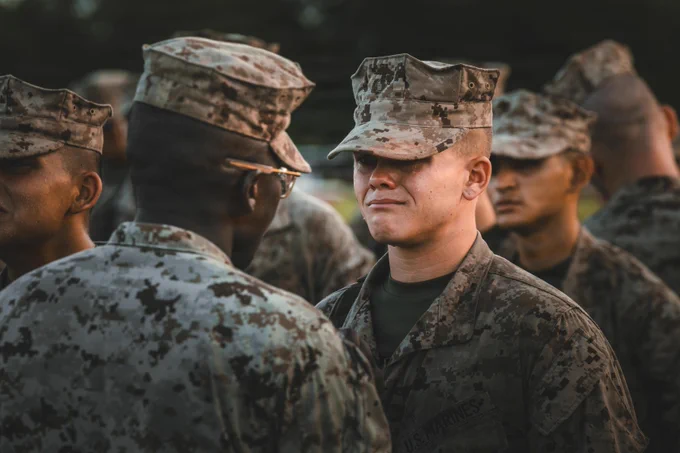 New Marines with India Company, 3rd Recruit Training Battalion, are awarded their Eagle, Globe, and Anchor (EGA) on Marine Corps Recruit Depot Parris Island, S.C., July 25, 2026. Following a culminating 15k hike to the parade deck, recruits are given their EGA and officially become United States Marines. (U.S. Marine Corps photo by Cpl. Jordy Morales)\n\n