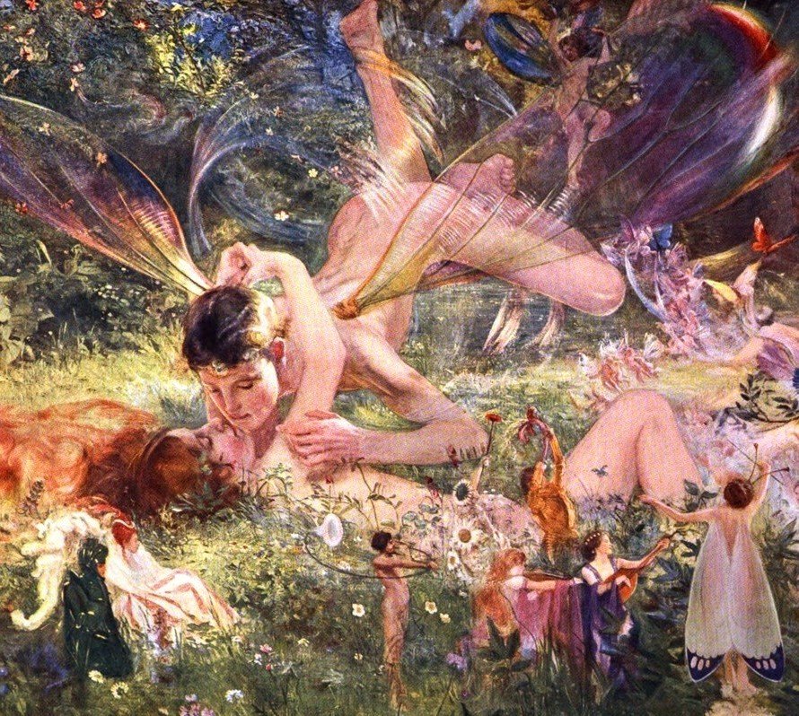 Ay_Blinkin's tweet photo. A Fairy Wooing (detail) by Charles Sims, 1898 https://t.co/65IGR3HFli
