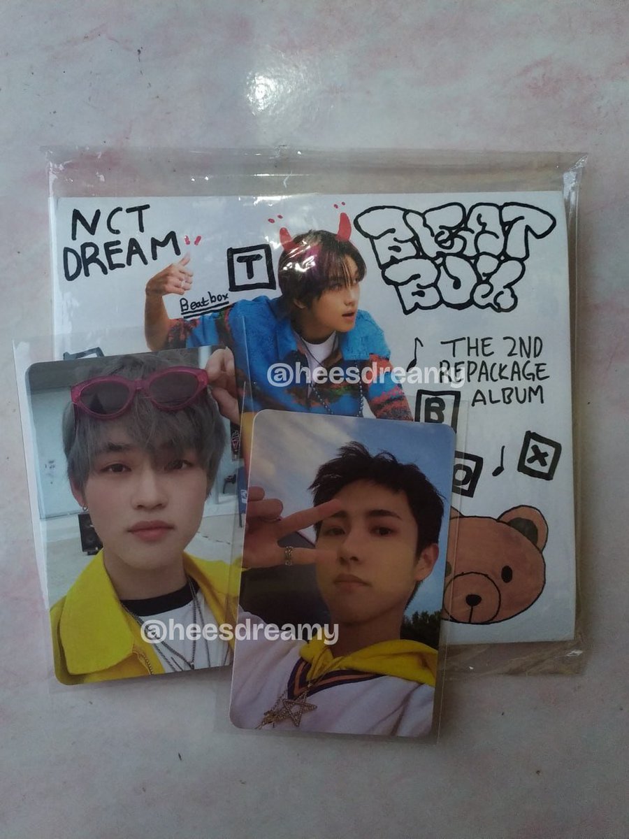 heesdreamy's tweet photo. wts // want to sell 
 
- nct dream beatbox digipack haechan unsealed fullset pc photocard chenle renjun 120k 
- cc circle card nct dream nct 127 jaemin ridin' haechan ridin' rollin' superhuman neozone 10k/ea (take all 50k)

🍊+ include packing 
📍bandar lampung https://t.co/qgX3NWgnwP
