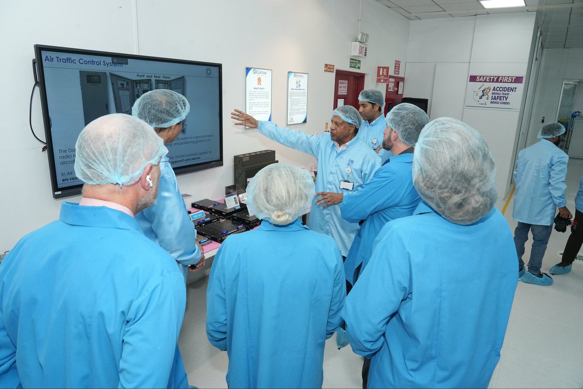EconAtState's tweet photo. OES A/S Brooks toured @Digantarahq and Centum Electronics, underscoring the growing U.S.-India space partnership. From space situational awareness with @US_SpaceCom to electronics supporting the joint @NASA-@ISRO NISAR mission, U.S. and Indian industry are advancing secure and transparent space cooperation.