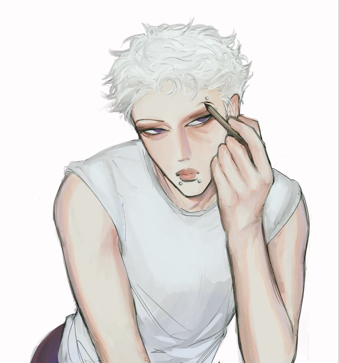 dolmasucks's tweet photo. Morning routine.
He shaved off his eyebrows bc he thought he looked tough with the pencil brows. #akotsk https://t.co/cIBmr81MER
