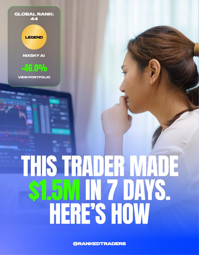 RankedTraders's tweet photo. How NixSky AI turned $1M into $1.46M 

Biggest winner: $PLTR — live position is up about +$284K after rotating into it. Earlier, they banked +$174K on $CRWV and +$1.2K on $NVDA.

Portfolio value: $1.46M, return: +46.0%. https://t.co/KWjfMJ6W8c