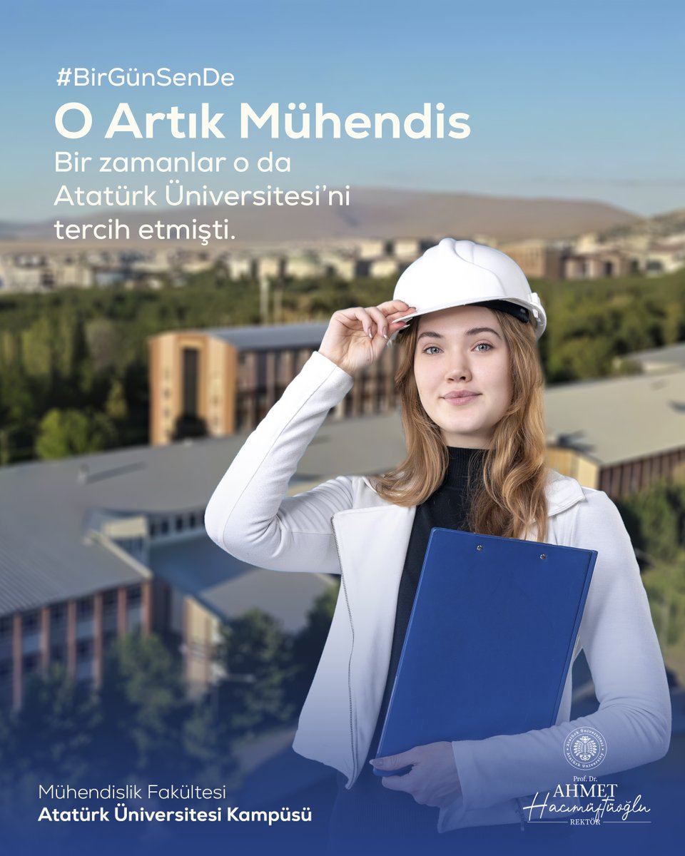 A_Hacimuftuoglu's tweet photo. #BirGünSenDe

➔ Büyük projeler, sağlam bir eğitimle başlar. Ülkemizin ve dünyanın farklı noktalarında önemli başarılara imza atan mühendislerimizin ortak noktalarından biri de, bir zamanlar Atatürk Üniversitesinde kurdukları hayalleridir. 📌

➔ Mühendislik Fakültemizde; güçlü akademik kadromuz, araştırma altyapımız, laboratuvar imkânlarımız ve uygulama odaklı eğitim anlayışımızla öğrencilerimizi yalnızca bugünün ihtiyaçlarına değil, geleceğin teknolojilerine de hazırlıyoruz. Çünkü biz, bilgi tüketen değil; bilgi üreten, çözüm geliştiren ve geleceği inşa eden mühendisler yetiştiriyoruz. 📌

➔ Ben, hayallerini bilim ve teknolojiyle gerçeğe dönüştürmek isteyen tüm gençlerimizi Atatürk Üniversitesinin güçlü mühendislik ekosisteminin bir parçası olmaya davet ediyorum. 📌

➔ Hiç şüphem yok ki yarın, "O artık mühendis" denilen başarılı isimlerden biri siz olacaksınız. 📌

#BirGünSenDe #Erzurum #AtatürkÜniversitesi #MühendislikFakültesi #Tercih2026 #GeleceğiİnşaEt